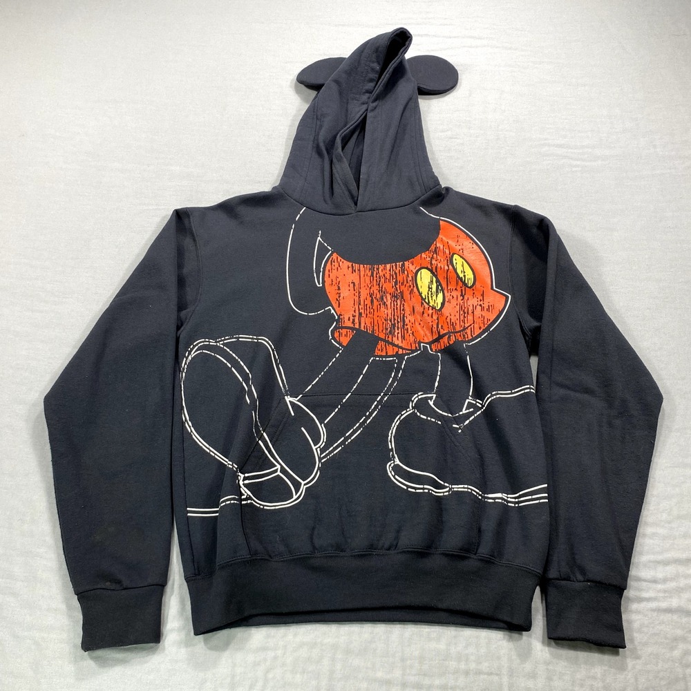 Disney Parks Mickey Mouseโ Ears Hoodie Womens Medium Black Sweatshirt Disneyland